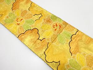 鳳凰に花・雲模様織り出し　袋帯